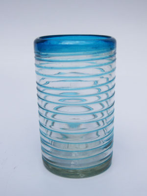 Ofertas / Juego de 6 vasos grandes con espiral azul aqua / Éstos vasos son la combinación perfecta de belleza y estilo, con espirales azul aqua alrededor.